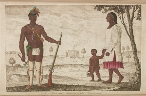 A colorplate of a Meskwaki family made by Jonathan Carver in 1781