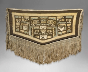 Tlingit chilkat weaving from British Columbia, attributed to Anisalaga (Mary Ebbetts Hunt) 1823-1919